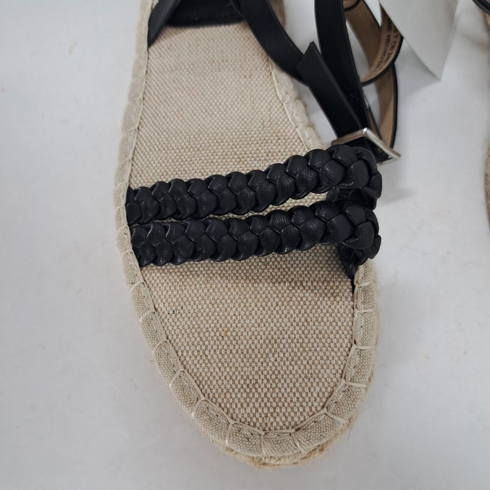 H&M Sandals 38 EU 7 US Braided Detail Espadrilles‎ Platform Ankle Strap Black - Picture 11 of 12